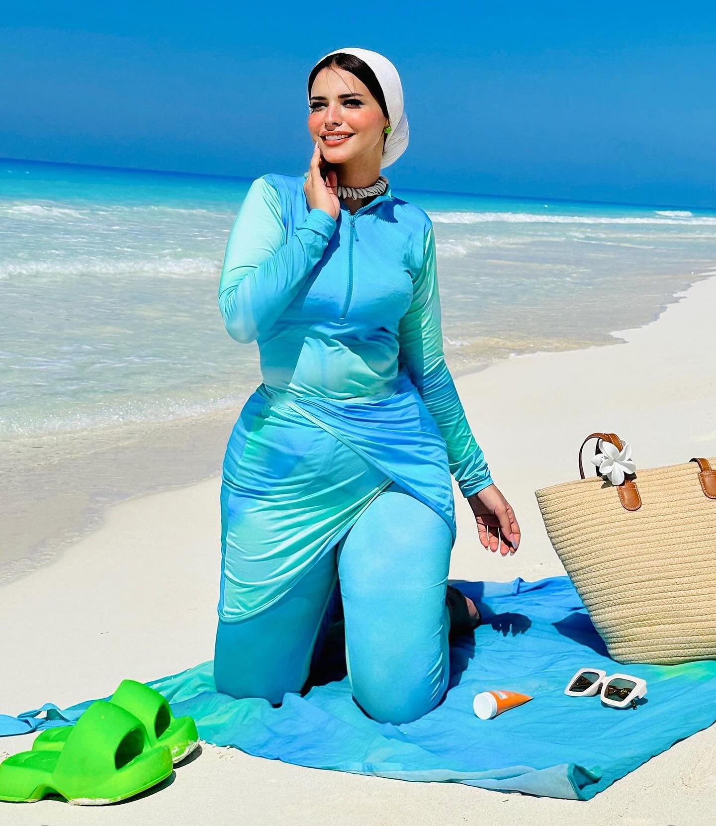 mint green swimsuit