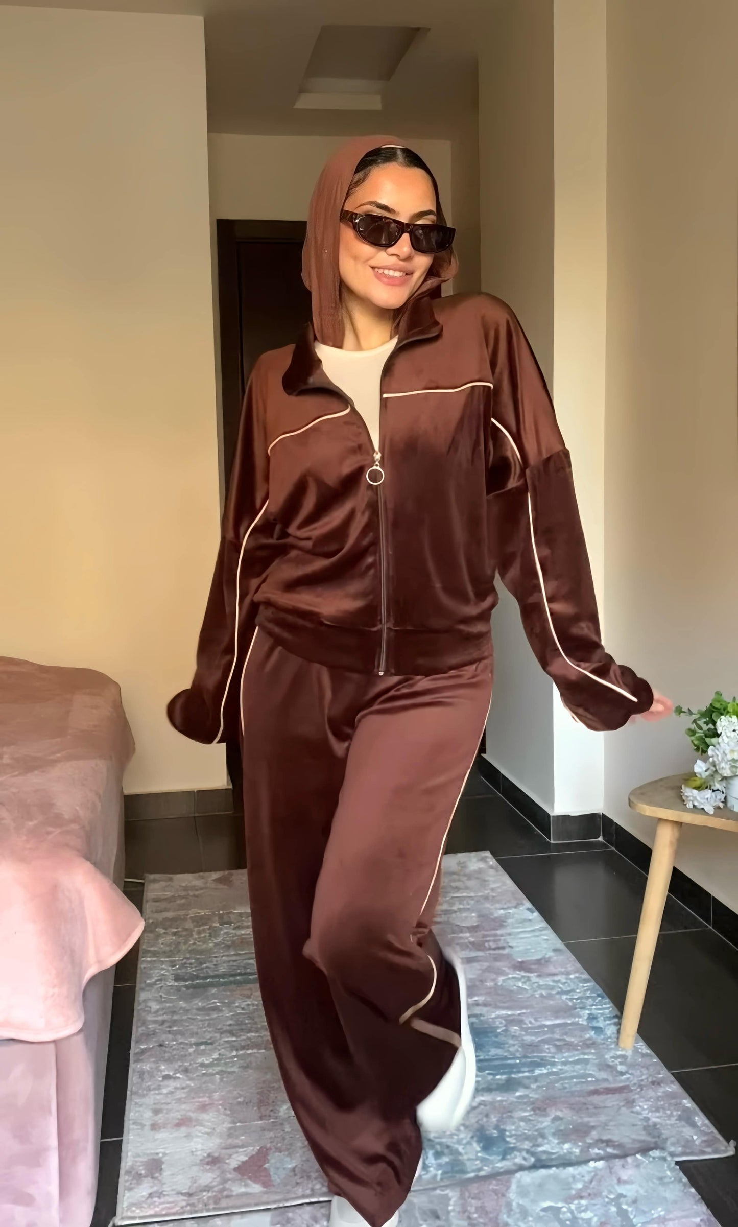 brown winter suit