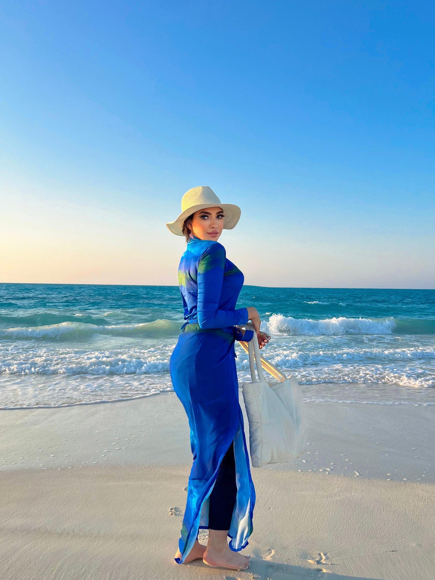 blue swimsuit